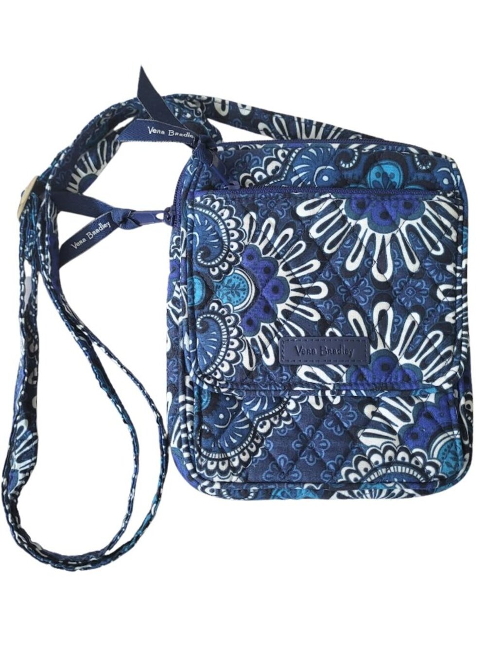 VERA BRADLEY Blue & White Floral Hipster Cross-Body Bag